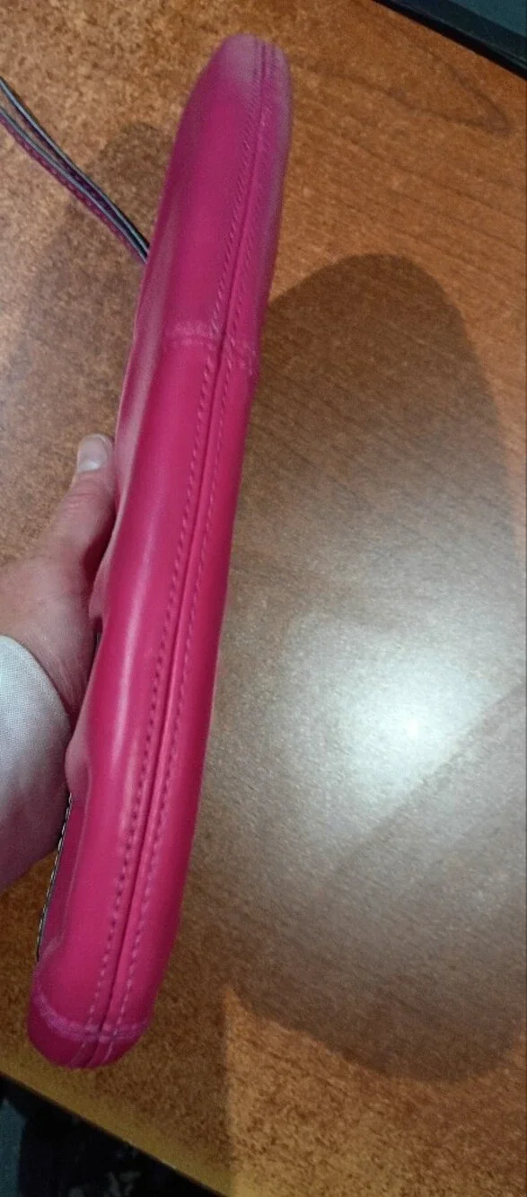 Coach Vintage Pleated Leather Large Wristlet in Fucsia